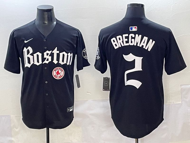 Men 2025 Boston Red Sox #2 Bregman Black Five generations Joint Name Nike MLB Jersey style 22->boston red sox->MLB Jersey
